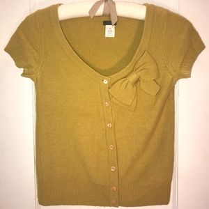 J. Crew cashmere bow sweater XS Mustard yellow